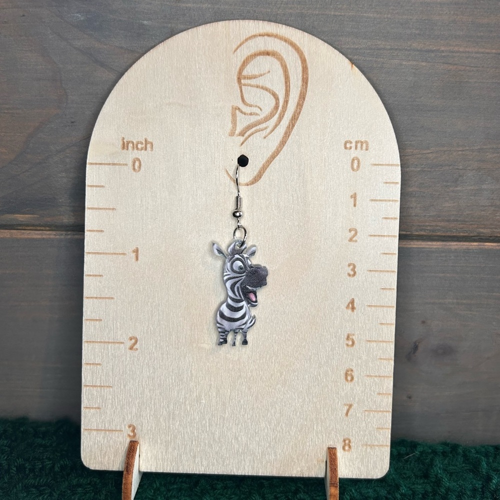 3/$10 Zebra Cartoon Dangle Earrings - Picture 2 of 3